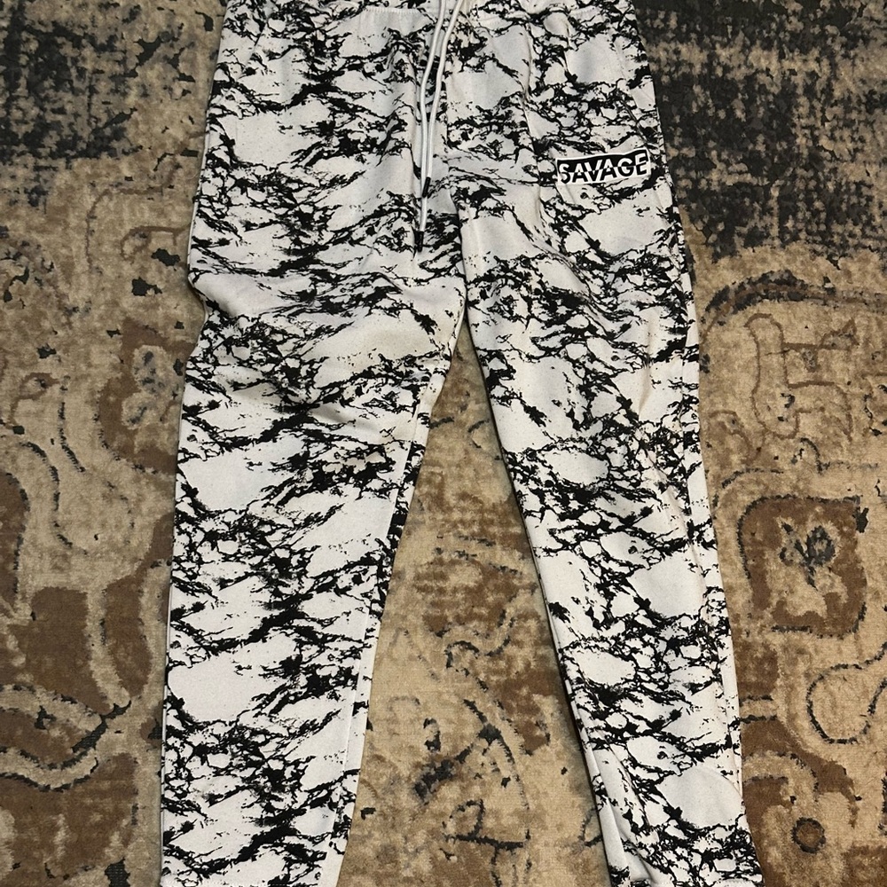 Men's Black and White Marble Joggers